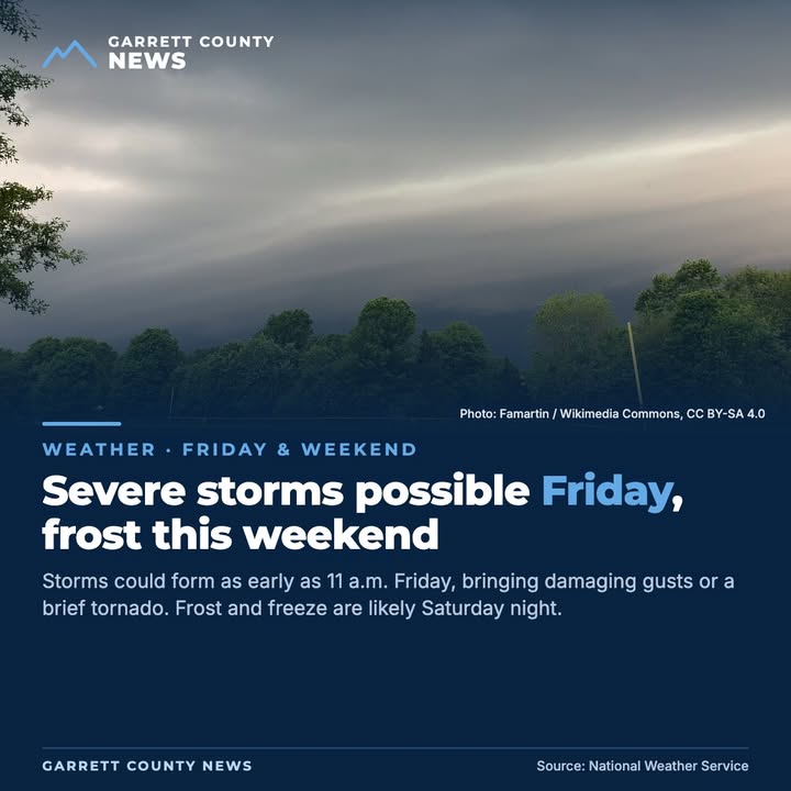 Severe storms possible Friday, frost this weekend