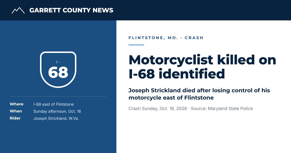 Motorcyclist Killed in I-68 Crash Identified