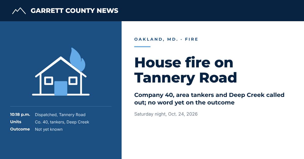 House fire reported on Tannery Road in Oakland