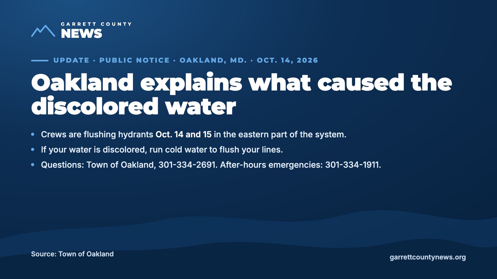 Garrett County News graphic: Oakland explains what caused the discolored water