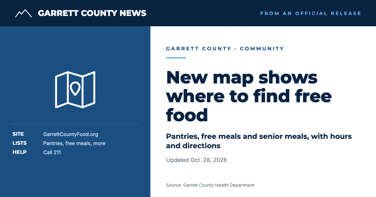 GCN text card: New online map, GarrettCountyFood.org, shows food pantries, free meals and more in Garrett County