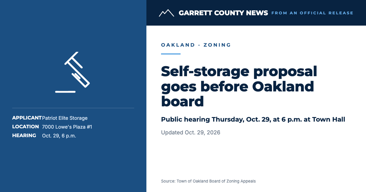 Oakland Town Hall, where the Board of Zoning Appeals will hold its public hearing