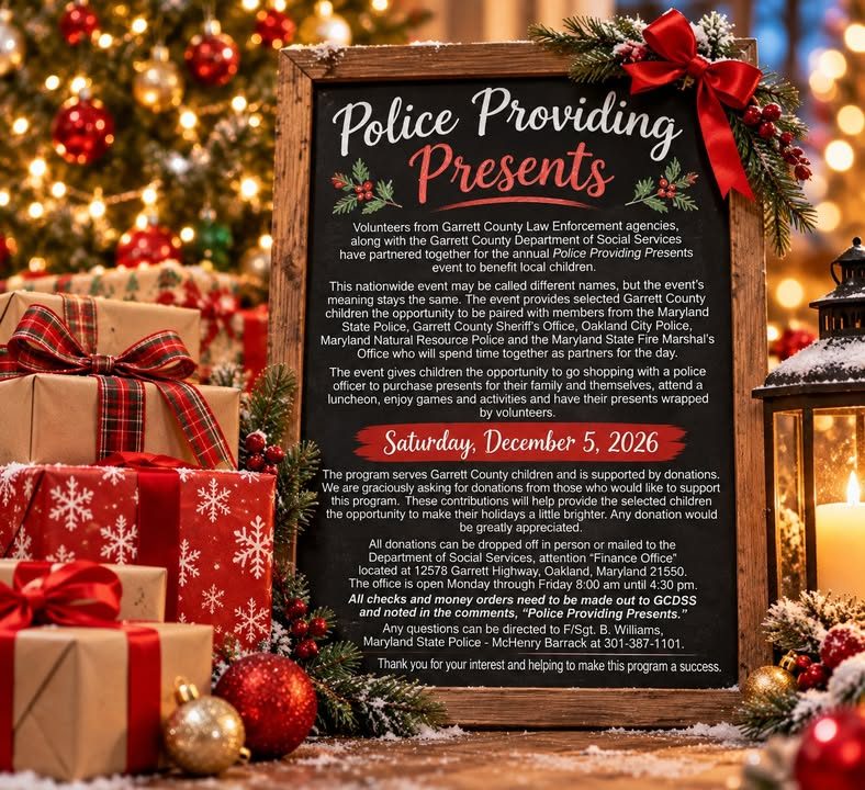 Police Providing Presents Brings Holiday Cheer to Garrett County Children