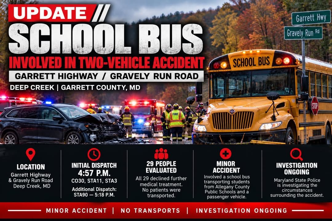 School Bus Involved in Two-Vehicle Accident on Garrett Highway
