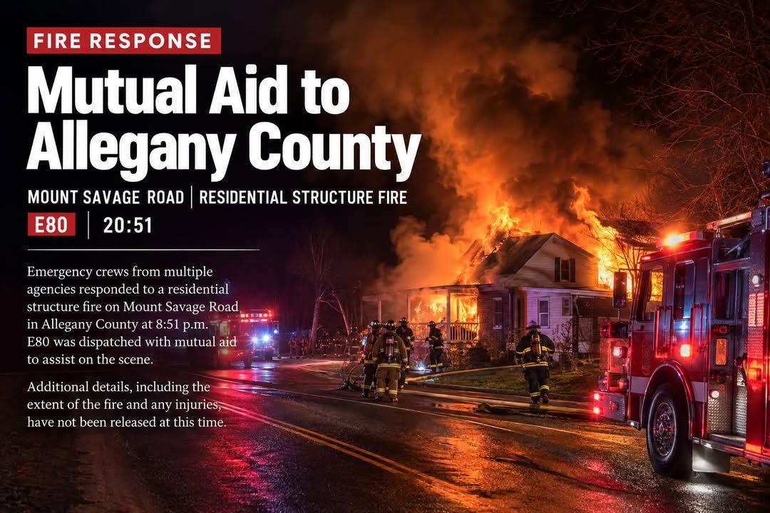 Mutual Aid Dispatched to Residential Structure Fire on Mount Savage Road