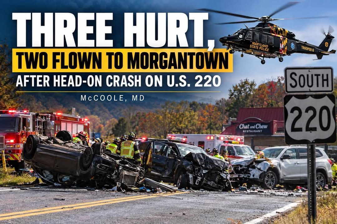 Three hurt, two flown to Morgantown after head-on crash on U.S. 220 in McCoole